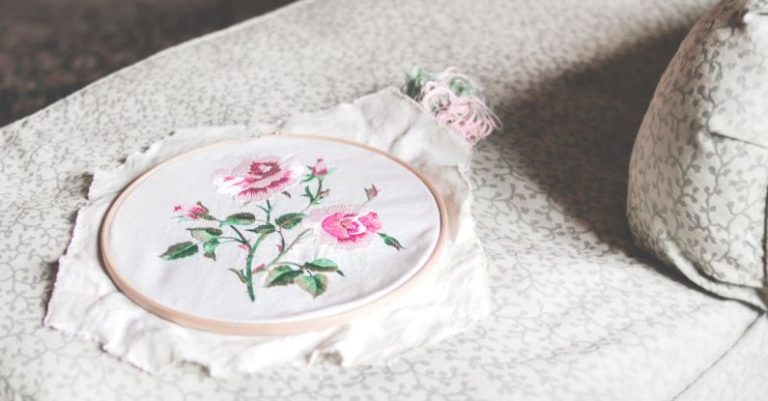 Crafting Therapy - Floral Design on White Textile