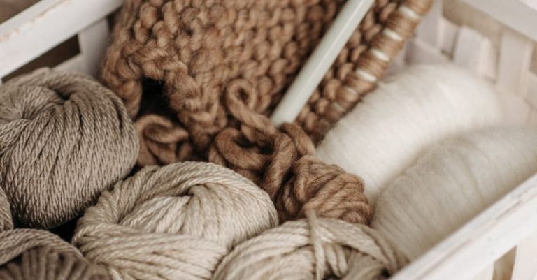 Scrapbooking Materials - White and Brown Yarns In Basket