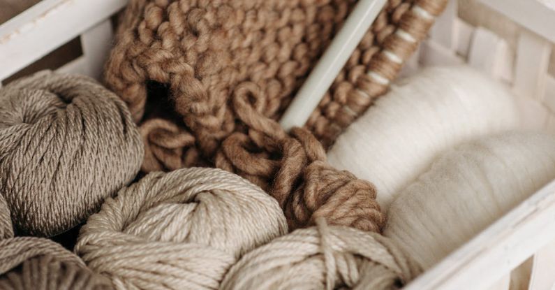 Scrapbooking Materials - White and Brown Yarns In Basket
